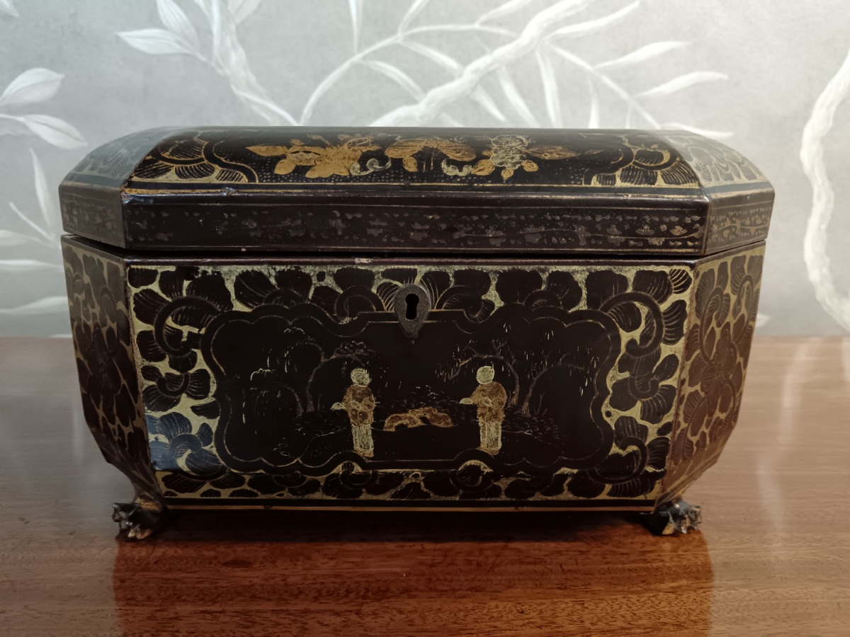 Antique Papier Mache Chinese Tea Caddy